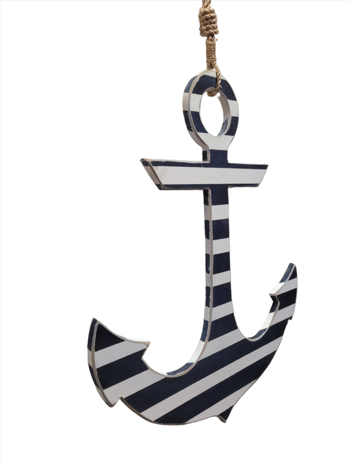 LARGE ANCHOR WHITE AND NAVY STRIPE WITH ROPE