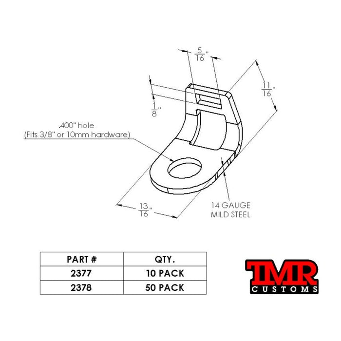 LARGE Bolt On Zip Tie Tab/Cable Tie Tab - 50 Pack