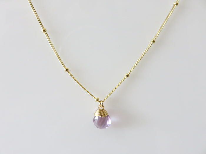 Lotus Gold Trinket Amethyst Stone Necklace
