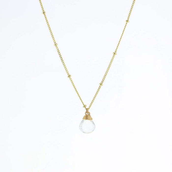 Lotus Gold Trinket Clear Quartz Stone Necklace