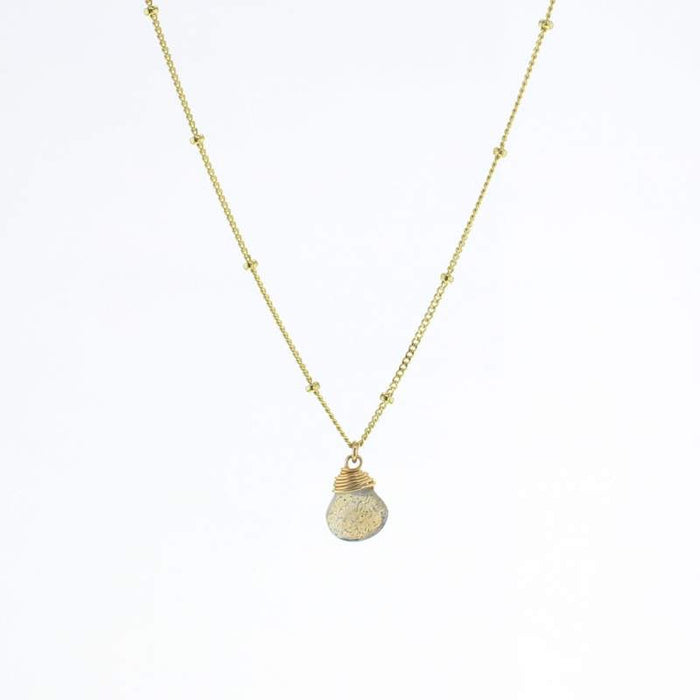 Lotus Gold Trinket Labradorite Stone Necklace