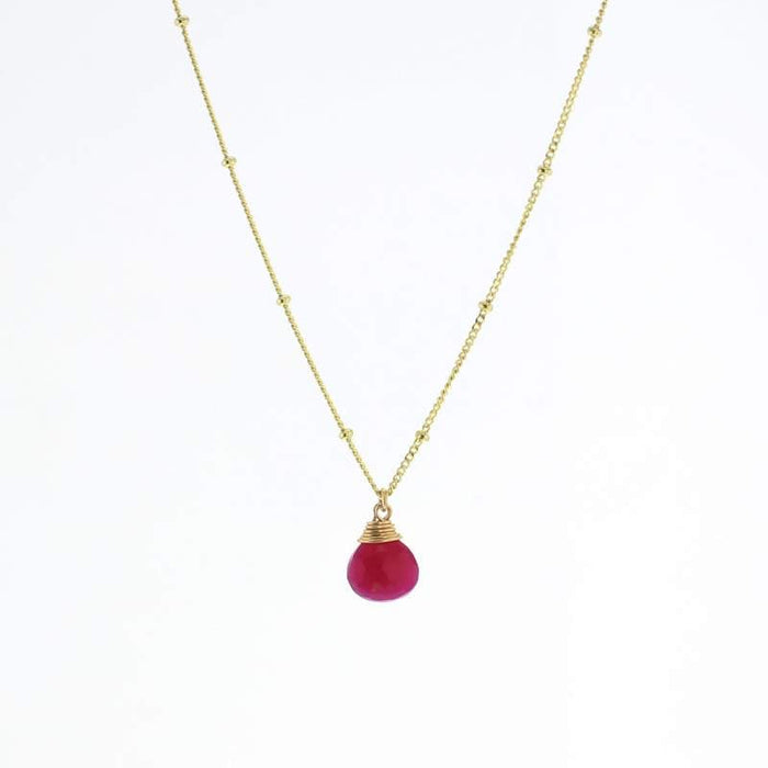 Lotus Gold Trinket Ruby Chalcedony Stone Necklace