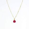 Lotus Gold Trinket Ruby Chalcedony Stone Necklace