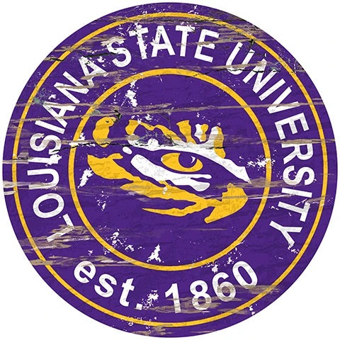 LSU Tigers 23.5" Distressed Round Sign