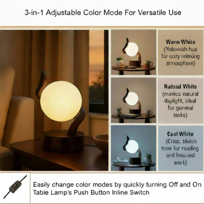 Luna Curve Artistic Sculptural Tabletop Bedside Globe Lamp