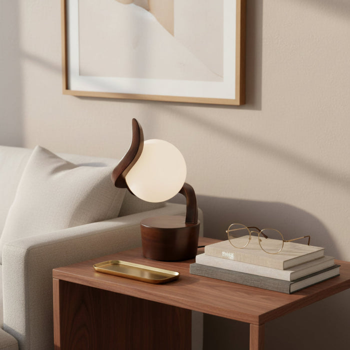 Luna Curve Artistic Sculptural Tabletop Bedside Globe Lamp