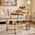 Luxury Gold Serving Cart with TEMPERED Glass Shelves | Large Stainless-Steel Bar & Tea Trolley