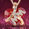 Luxury Pendant Necklace Red Blue Heart Crystal Mothers Day Gift - myfunfarm