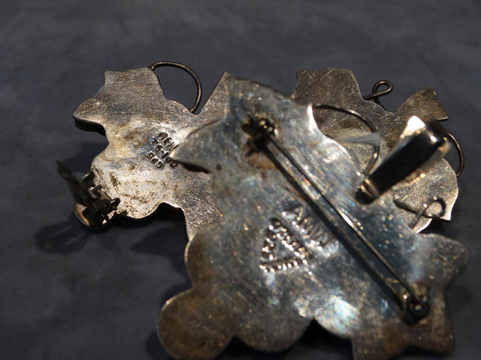 Mexican Silver suite of Grape Motif Pendant and Earrings