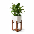 0701 White Square Pot on Stand -  WB,Isometric pose