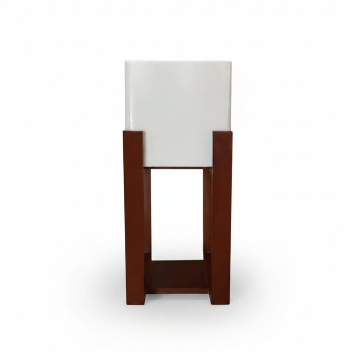 0701  Square Pot on Stand - WB, Front View