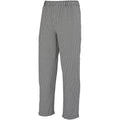 Black and white Chef checkered pants on a white background.