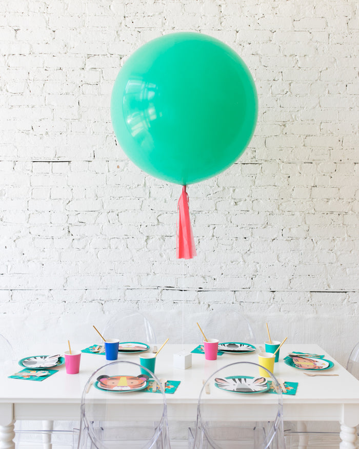 Mint Giant Balloon with Coral Skirt Centerpiece