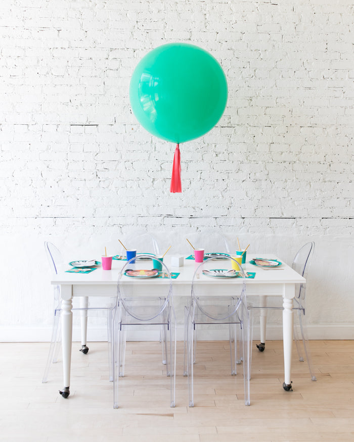 Mint Giant Balloon with Coral Skirt Centerpiece