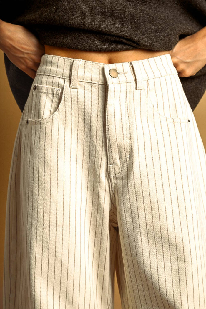 MIOU MUSE -  PINSTRIPED PATTERN BARREL PANTS