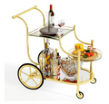 Mirrored Gold Serving Cart with Glass Shelves | Steel Bar & Tea Trolley