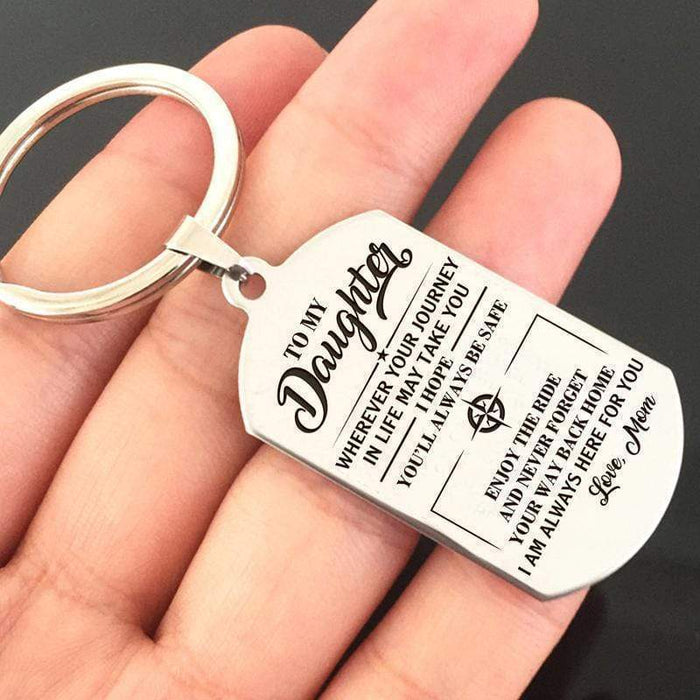 Mom To My Daughter-Wherever Your Journey In Life May Take You Keychain MelodyNecklace