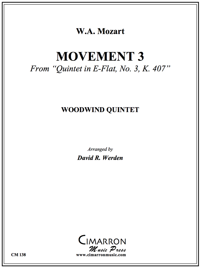 Mozart - Quintet in Eb, No. 3, K. 407 (Mvt. 3) - Woodwind Quintet