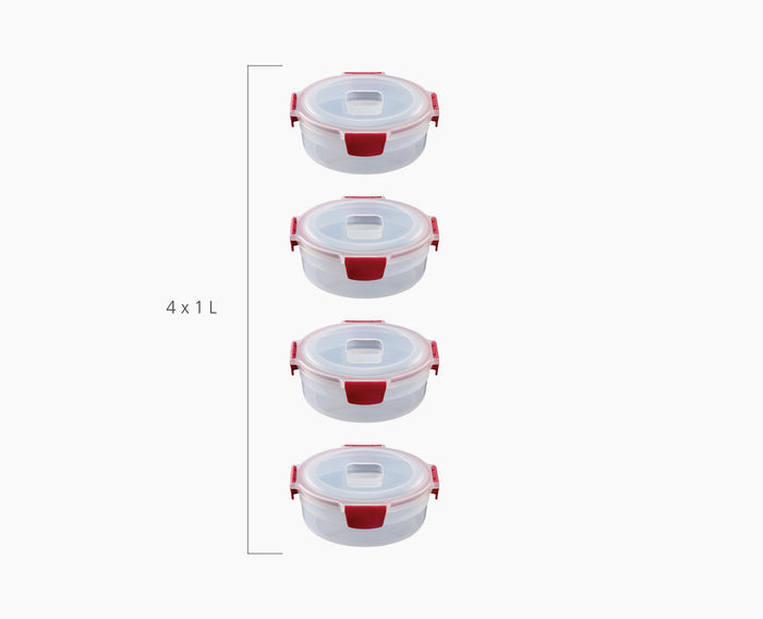 [half-width] Nest Lock 4-Piece Red 1L Round Container Set