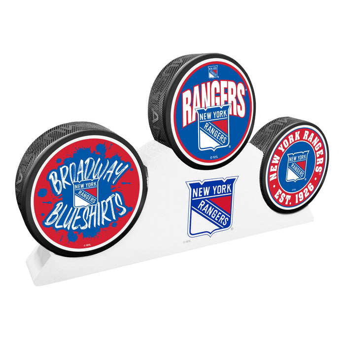 New York Rangers - 3 Puck Podium Set