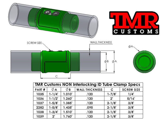 NON Interlocking ID Tube Clamp - Round