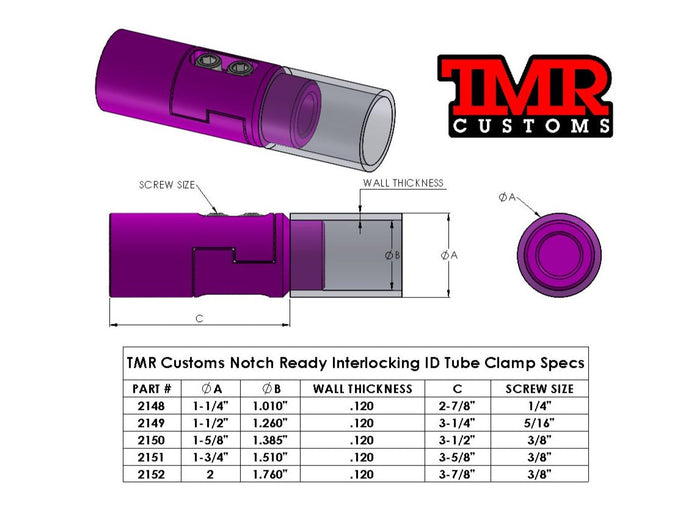Notch Ready Interlocking ID Tube Clamp - Round