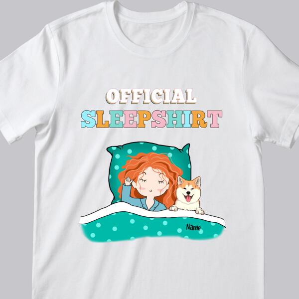 Official Sleep Shirt, Chibi Girl With Her Dog, Personalized Dog Lovers T-shirt
