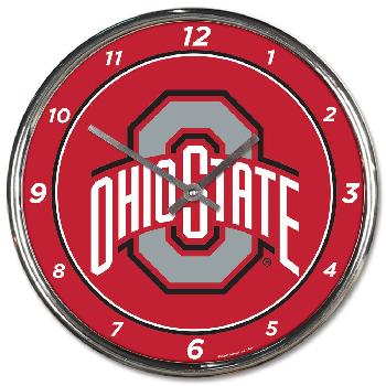 Ohio State Buckeyes  Round Chrome Wall Clock 12.75"