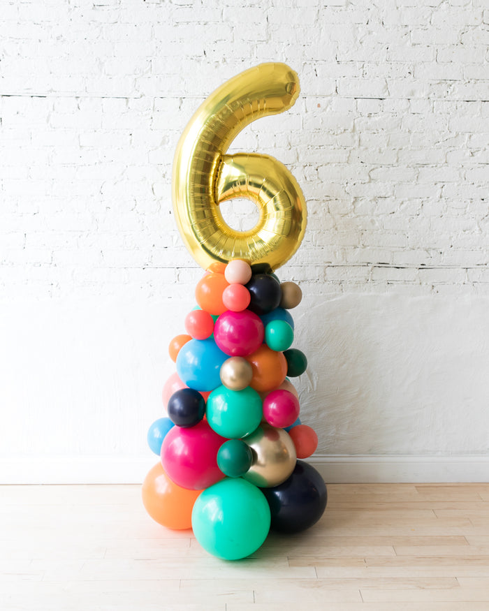 Party Animal Theme - Customizable Number Balloon Column - 4ft