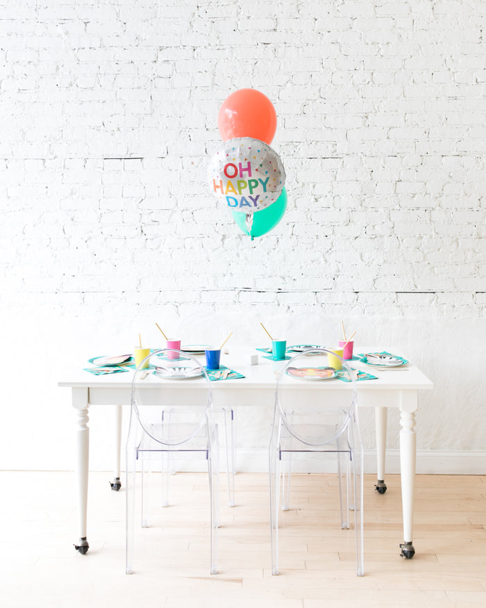 Party Animal Theme - OH HAPPY DAY and 11in Balloons Centerpiece - bouquet of 3