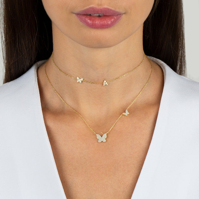 Pavé Butterfly Initial Choker - Adina's Jewels