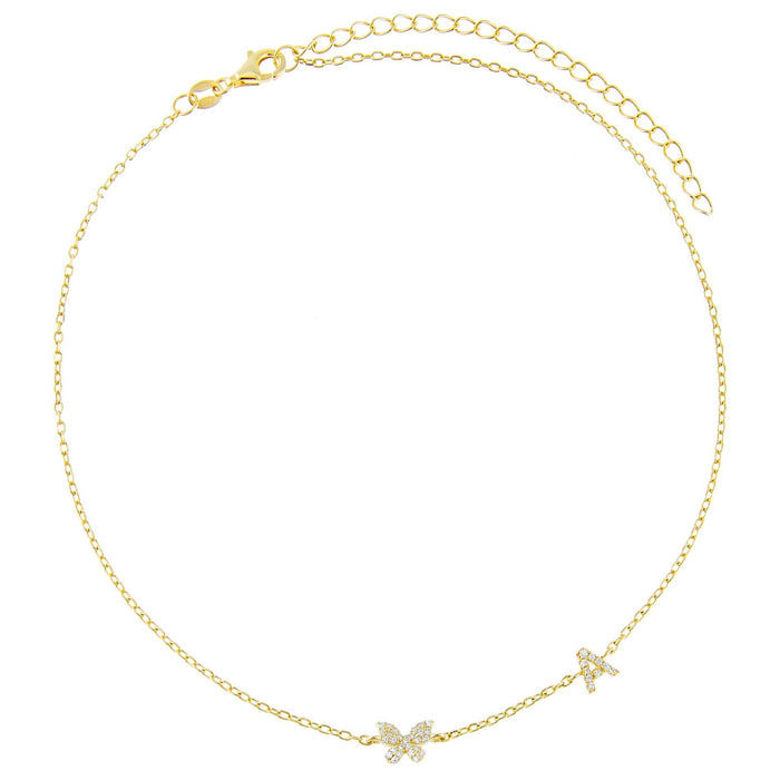 Pavé Butterfly Initial Choker - Adina's Jewels