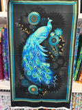 Peacock in Teal, Blue and Black Panel