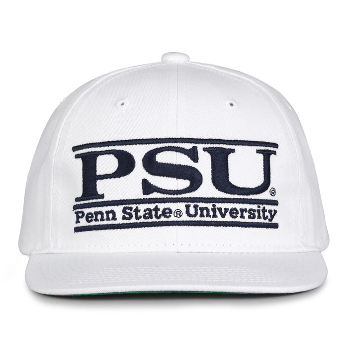 Penn State Retro Bar snapback hat in white, front view