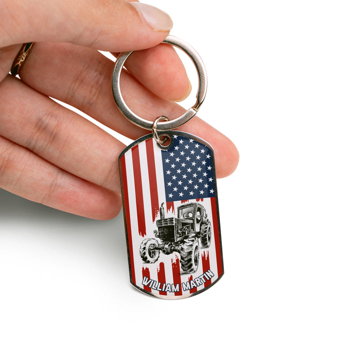 Personalized Engraved Stainless Steel Keychain - Gift for farmer DAD
