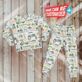 Personalized Kid Raglan Pajamas Set -Custom name tractor pattern - myfunfarm