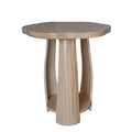 Petal Flow Curved Wood Side | End Table With Bottom Shelf