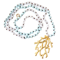 PowerBeads by Jen- Quartz w/ Gold Coral Necklace