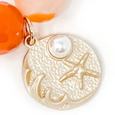 PowerBeads by Jen Faceted Bermuda Agate with Gold Jewel of the Sea Charm Bracelet