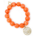 PowerBeads by Jen Terra Cotta Agate with Mother of Pearl Starburst Charm Bracelet