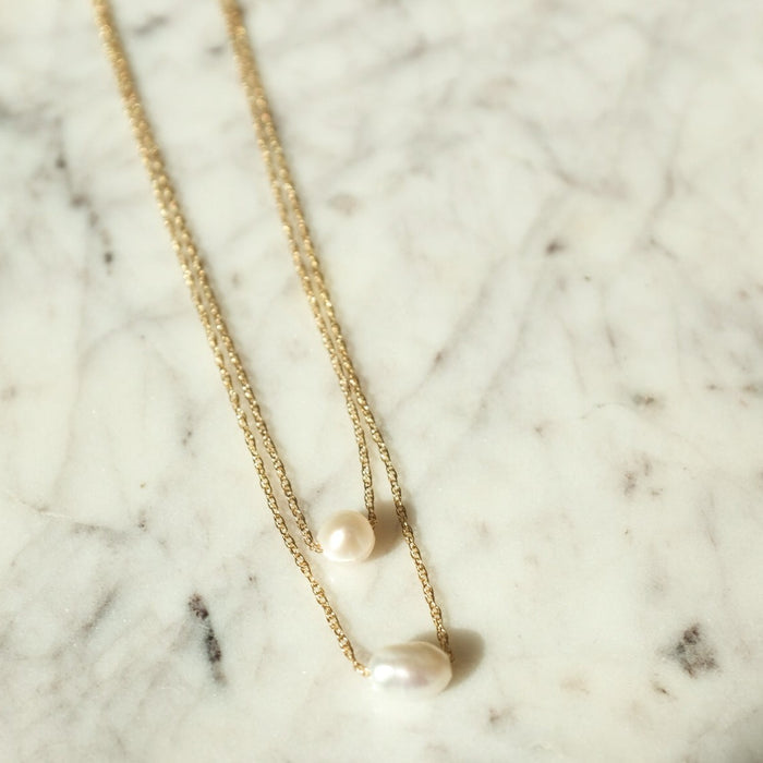 Pearl Necklace | Minimal Pearl Gold Necklace | Gifts for Her | Simple Gold Jewelry | Protextor Parrish | MN Made Jewelry | Minnesota Artists | Golden Rule Gallery | Excelsior, MN
