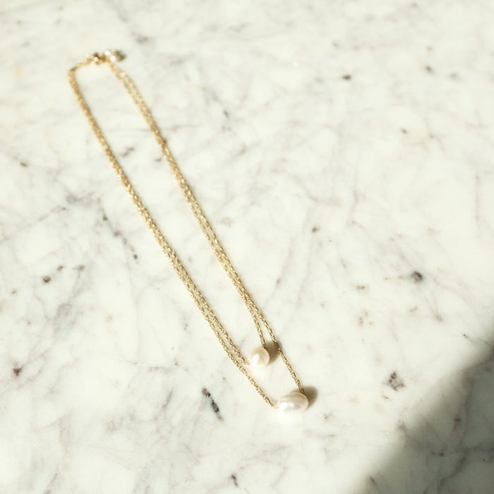 Pearl Solitaire Necklace | Gold Pearl Necklace | Dainty Pearl Necklace | Protextor Parrish | Minnesota Made Jewelry | Golden Rule Gallery | Excelsior, MN