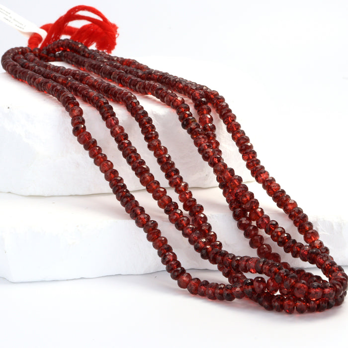 Red Garnet 4.5mm Faceted Rondelles Bead Strand