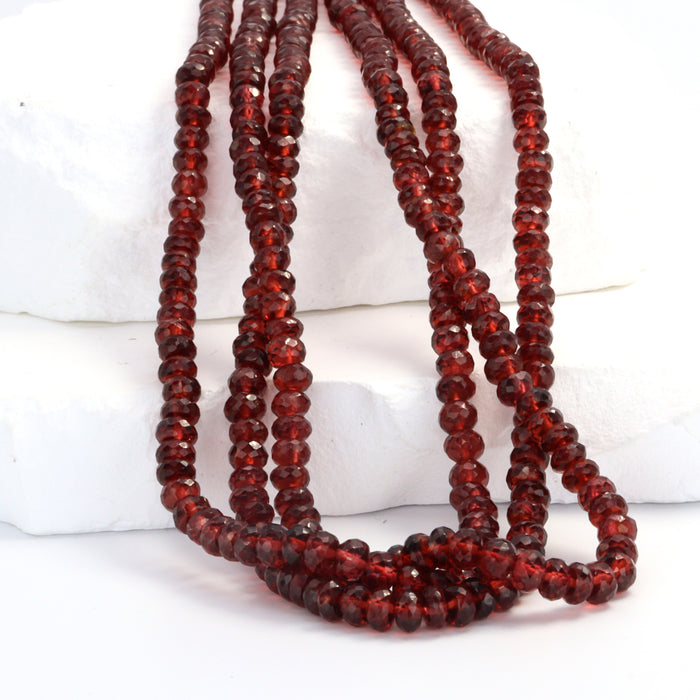 Red Garnet 4.5mm Faceted Rondelles Bead Strand