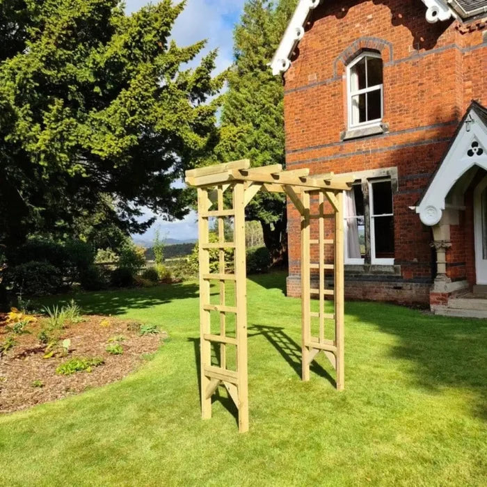 An elegant outdoor arch invites exploration.