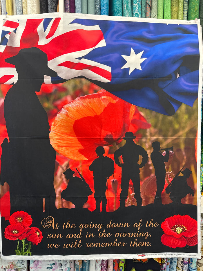 Remembering 36" Flag ANZAC Panel - Cotton Fabric Panel