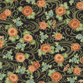 Robert Kaufman - Kyoto Gardens - Black with small flowers  and waves