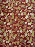 Robert Kaufman - Kyoto Gardens - Green Fans on Red background