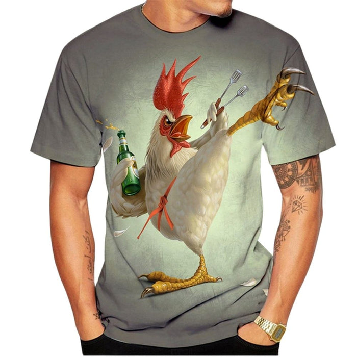 Rooster 3d Print Funny Unisex T-shirt - myfunfarm