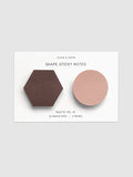 Shape Sticky Note Set, Bordeaux and Demure, Cloth and Paper. Sticky notes against a neutral background.